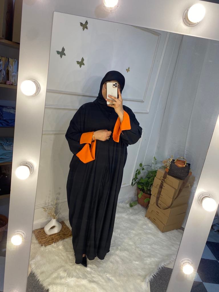 abaya noire-orange